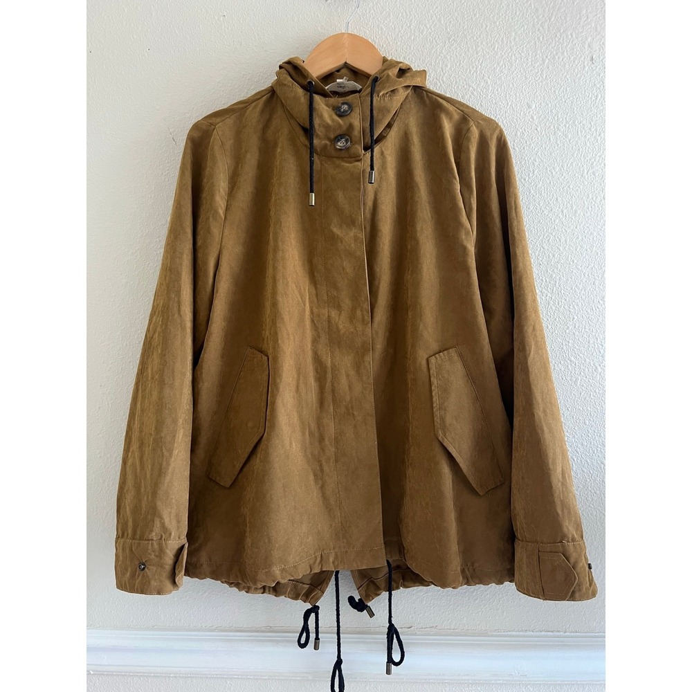 Entro Utility Jacket L Camel Hooded Anorak Drawstring Lightweight Boho Western - Picture 1 of 9